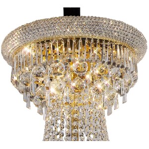 Alexandra Ceiling Pendant Chandelier 3 Tier 29 Light French Gold, Crystal - Gold