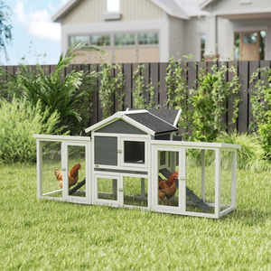 PawHut Wooden Chicken Coop - Grey by PawHut