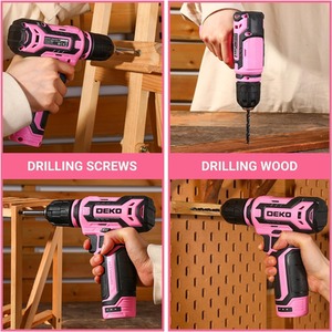Cordless Drill 12V with Tool Set - Pink