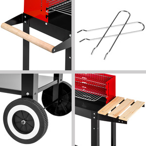 BBQ Grill Charcoal - Black/Red by tectake