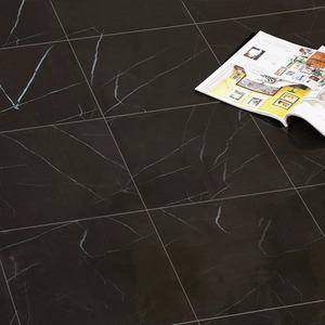 36 Piece Self Adhesive Marble Effect PVC Floor Tiles Set - Black Matte by Gr8 Home