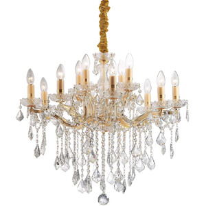 Florian 12 Light Crystal Chandelier Gold Finish, E14 - Gold