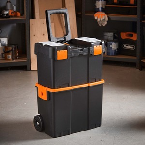 Large Toolbox with Wheels - Black by VonHaus