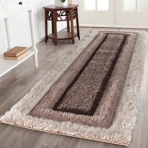 Modern Soft Bordered Shimmer Shaggy Area Rugs by Desire Rugs