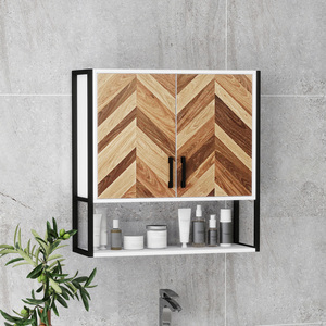 HOMCOM Bathroom Wall Cabinet Over the Toilet with 2 Doors Walnut - Walnut by HOMCOM