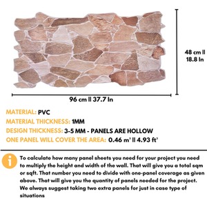 3D Wall Panels (96x48 cm) PVC Cladding Panel Wild Stone Effect by NOVECRAFTO