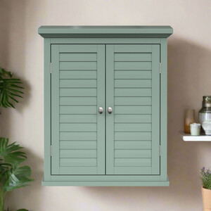 Glancy Double Door Faux Louvered Wall Cabinet - Sage Green by Teamson Home