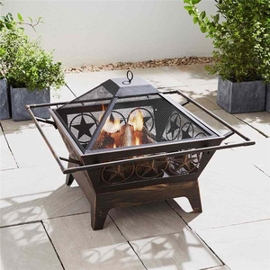 Star Outdoor Fireplace with Mesh Lid - Black by BillyOh