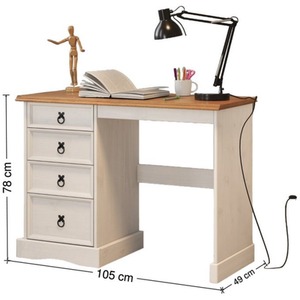 Corona Dressing Table - Distressed White Wax by Mercers Furniture