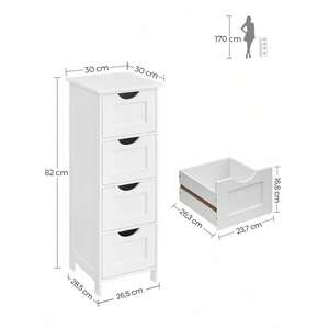 VASAGLE Bathroom Floor Storage Cabinet with 4 Drawers - White by VASAGLE