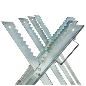 Sawhorse - steel with 4 stem holders, foldable with handles - Grey by tectake