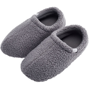 Winter Warm Closed Back Teddy Plush Cotton Slippers - Grey by komore
