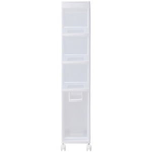 Four-Tier Mobile Plastic Drawer Cabinet - White / 19.5cm by Livingandhome