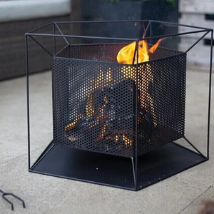 Fire Pit Steel Chiminea Log BBQ - Black