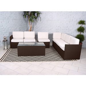 Berlin Corner Lounging Sofa Set - Brown by Royalcraft