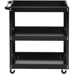 3-Layer Open Tool Storage Trolley - Black by Livingandhome
