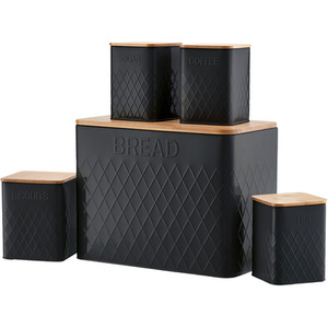 5 Piece Kitchen Set with Bamboo Lids - Black by Cooks Professional