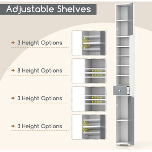 Freestanding Bathroom Cabinet - White by Costway