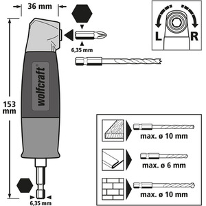 wolfcraft Angular Gear for Drilling and Screwing - Angular Gear by wolfcraft