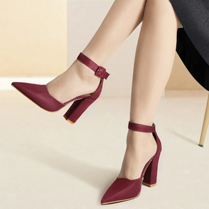 Pointed Toe Ankle Strap Heels by komore