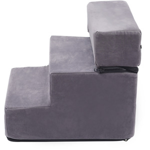 3-Step Convertible Pet Stairs with Removable Cover - Grey by Livingandhome
