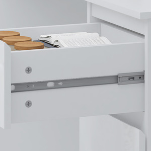 High Gloss White Dressing Table Desk With 3 Drawers - White by FWStyle