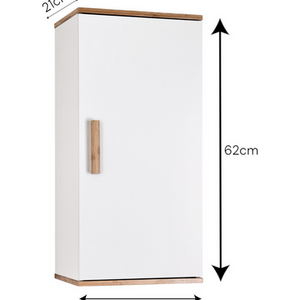 Nola Matt White and Bamboo Single Bathroom Wall Cabinet - White by Showerdrape