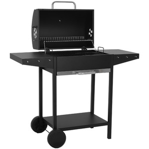 Outdoor Garden Charcoal BBQ Grill Trolley - Black by Livingandhome