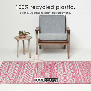 Homescapes Outdoor Rug Luxury Waterproof Reversible Recycled, Pink Tia Aztec by Homescapes