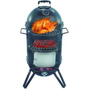 Premium Charcoal Smoker BBQ Grill with Hanging Rack - Black by Callow