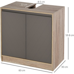 HOMCOM Under-Sink Storage Cabinet with Adjustable Shelf - Grey and Oak by HOMCOM