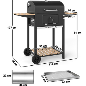 Outsunny Charcoal BBQ Grill Height Adjustable Charcoal Pan - Black by Outsunny