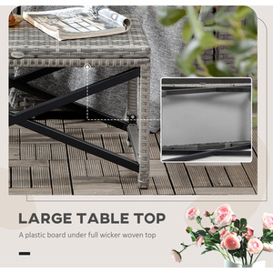 Outsunny Garden Coffee Table - Grey-'X' bar by Outsunny