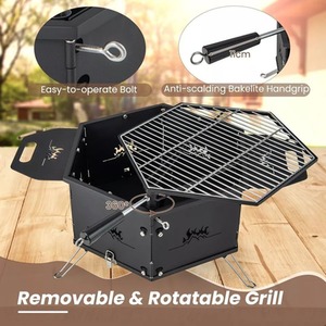 Charcoal Grill Rotatable Barbecue - Black by Wyld and Coco