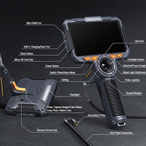 360 Degree Articulating Inspection Camera with 6-inch Monitor and Dual Lens - Black by Teslong