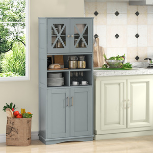Tall Bathroom Cabinet Kitchen Storage Cupboard - Grey by Costway