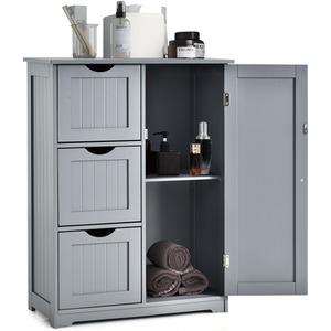 Bathroom Floor Cabinet Corner Floor Storage Shelf by Costway