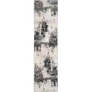 Silver Grey Modern Distressed Abstract Area Rug by The Rug House