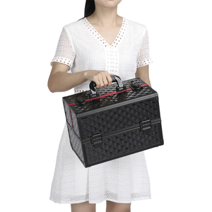 Professional Cosmetic Case with Customizable Sections - Black by Yaheetech