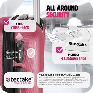 Suitcase Set Cleo - 4 Pieces, 3 Suitcases, 1 Beauty Case - Burgundy by tectake