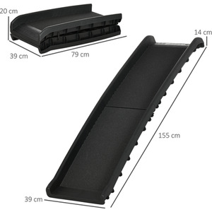 Dog Ramps for Cars Trucks SUVs, Folding Pet Ramp Portable - Black by PawHut
