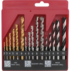16 Piece Compact Multi Drill Bit Set - Gold by Hi-Spec