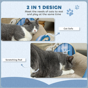 PawHut 2 in1 Cat Scratching Board - Blue by PawHut