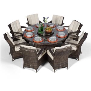 Arizona Round Rattan Patio Dining Set - Brown / 11 by Giardino