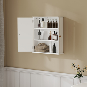 HOMCOM Bathroom Wall Cabinet Wall Cupboard with Adjustable Shelf - White by HOMCOM