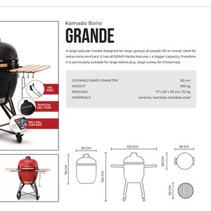 Kamado Bono Grande 23'' Ceramic BBQ Grill in Red - Red by KAMADO BONO