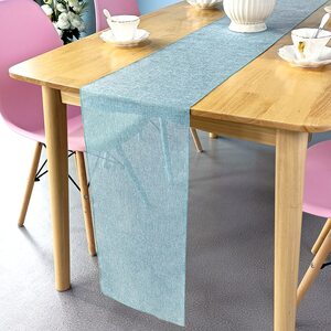 Hessian Table Runners - Light Blue by Trimming Shop
