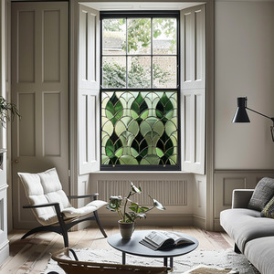 Azzone Art Deco Stained Glass Privacy Window Film - Green / 75cm by Creative Printing Solutions