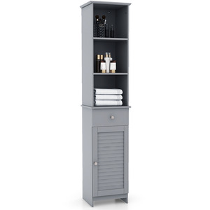 Bathroom Storage Cabinet Tall Organiser - Grey by Costway
