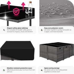 Malaga 641 Rattan Garden Furniture Set with Protective Cover by tectake